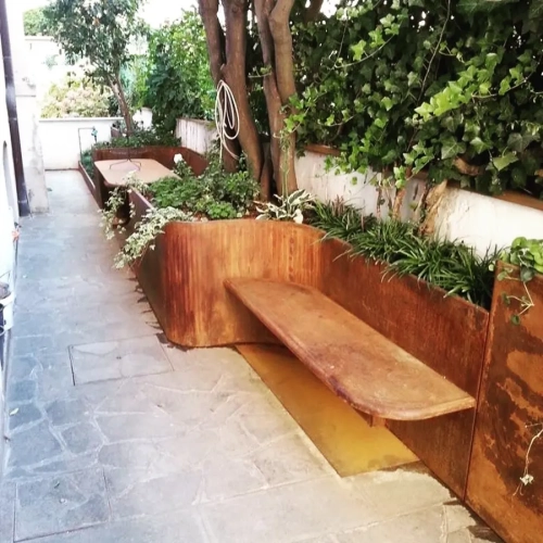 Esterni Giardino Corten Tavolo Panca Outdoor